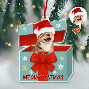 Custom Cat Photo Meowy Catmas Acrylic Ornament Gift For Cat Lovers HO82 900010