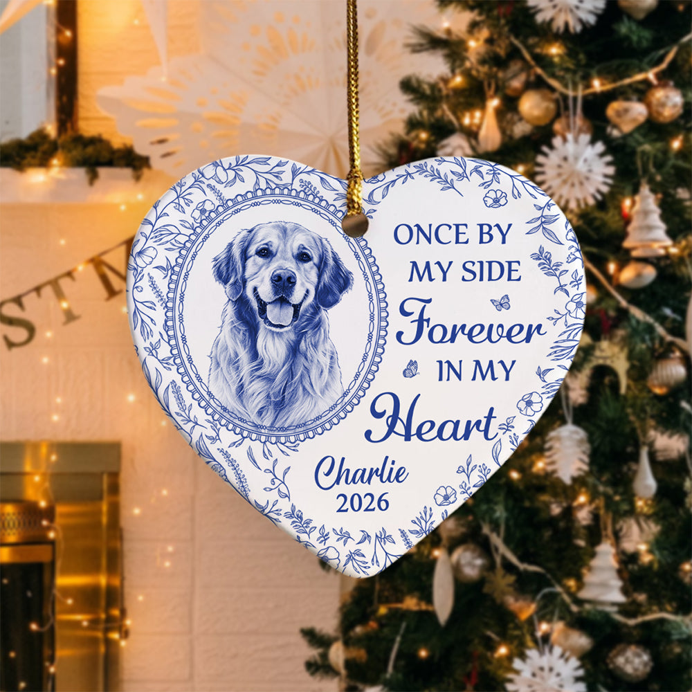 Custom Photo Once By My Side Forever In My Heart Memorial Heart Shaped Ceramic Ornament HA75 919194