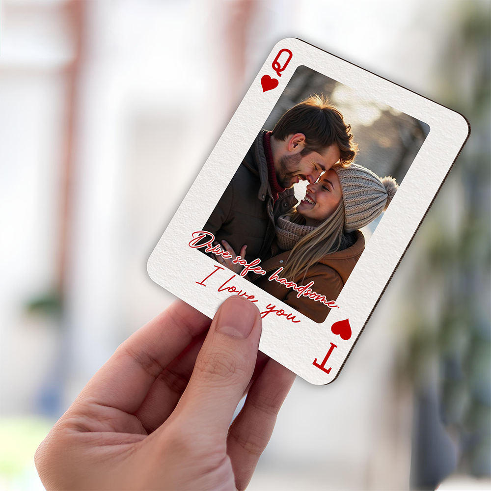 Custom Couples Photo King & Queen Drive Safe I Love You Personalized Wooden Photo Car Visor Clip HA75 898844