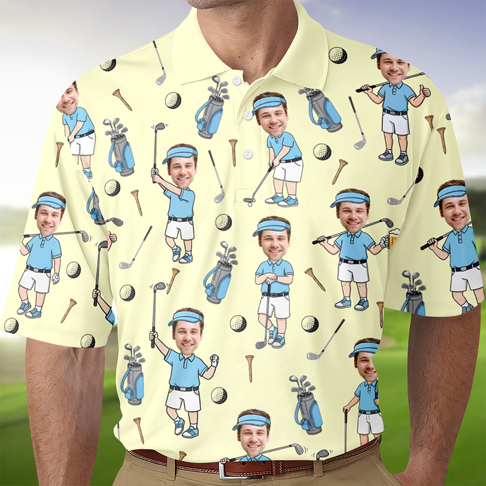 Custom Face Photo Golf Polo Shirt Gift For Golf Lover CH07 911176