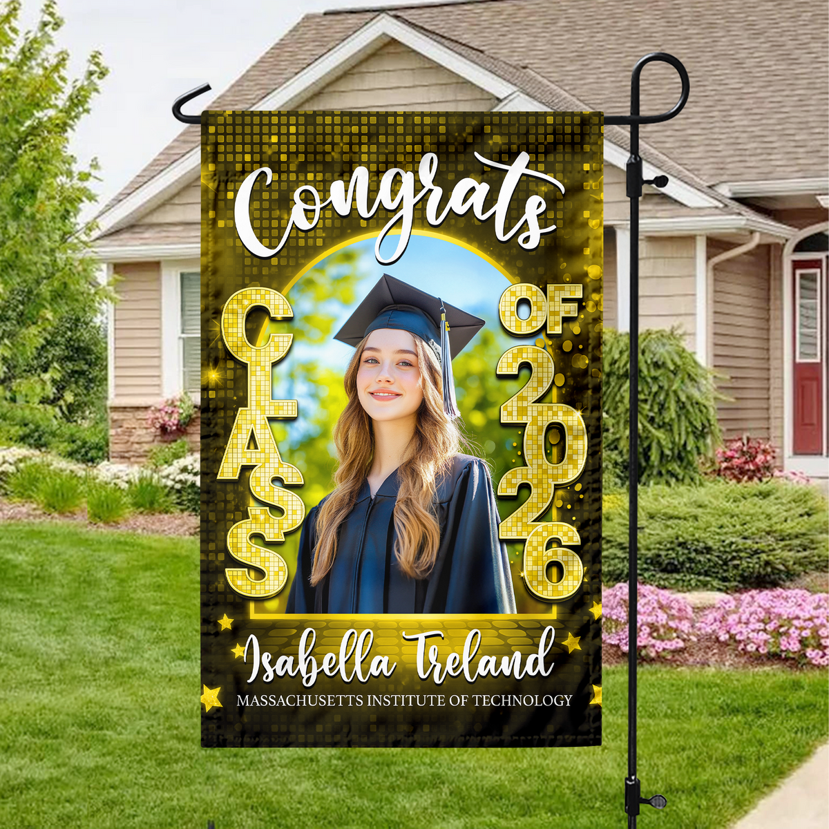 Custom Photo Class of 2026 Graduation Garden Flag, Personalized Congrats Grad Outdoor Decor HO82 901884