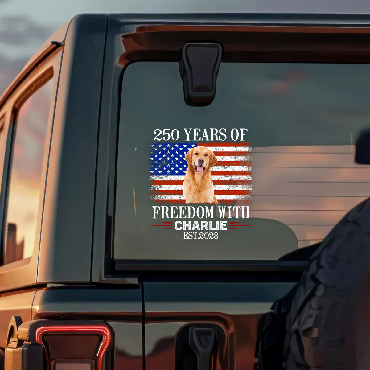 Custom Photo 250 Years Of Freedom With Dog Cat Pet Car Window Decal Sticker HA75 920102