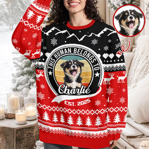 Custom Photo Human Belongs Dog Ugly Sweater For Pet Lovers HO82 900020