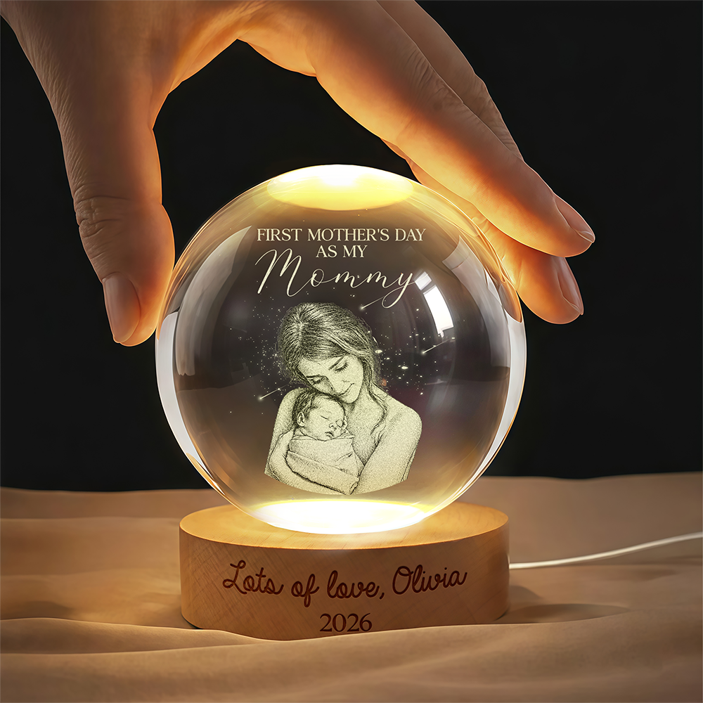 Custom Photo First Mother's Day As My Mom Crystal Ball LED Night Light LM32 899807