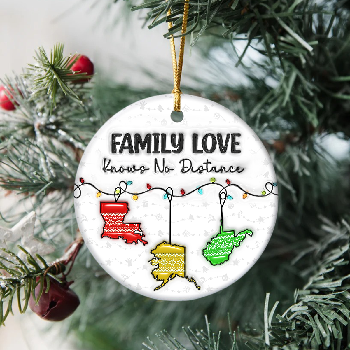 Family Love Knows No Distance 3D Inflated Effect Ceramic Ornament Personalized Gift HO82 894552