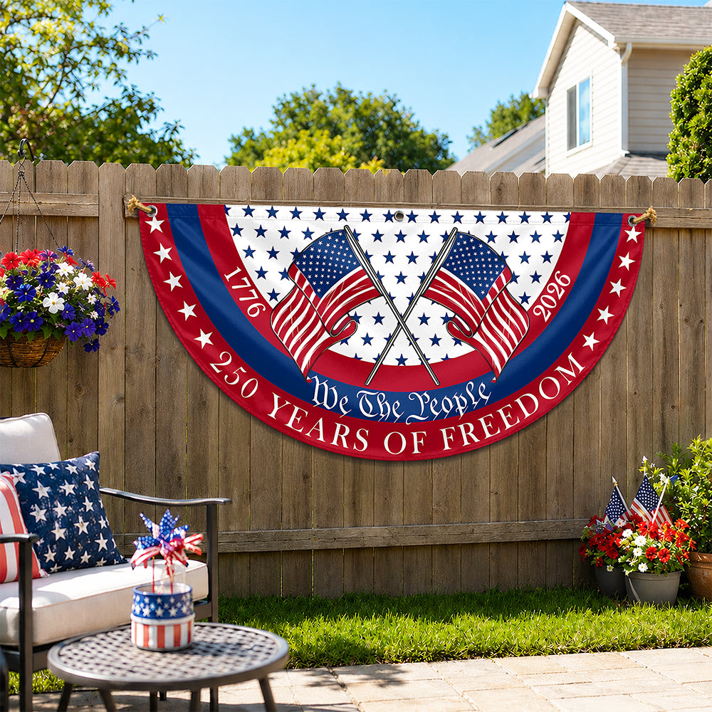 We The People 250 Years of Freedom 1776-2026 America Flag Non-Pleated Fan Flag TH10 170225