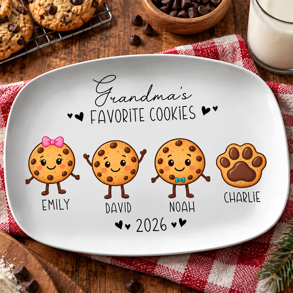 Personalized Family Cookie Characters Platter, Favorite Cookies Holiday Gift TH10 171545