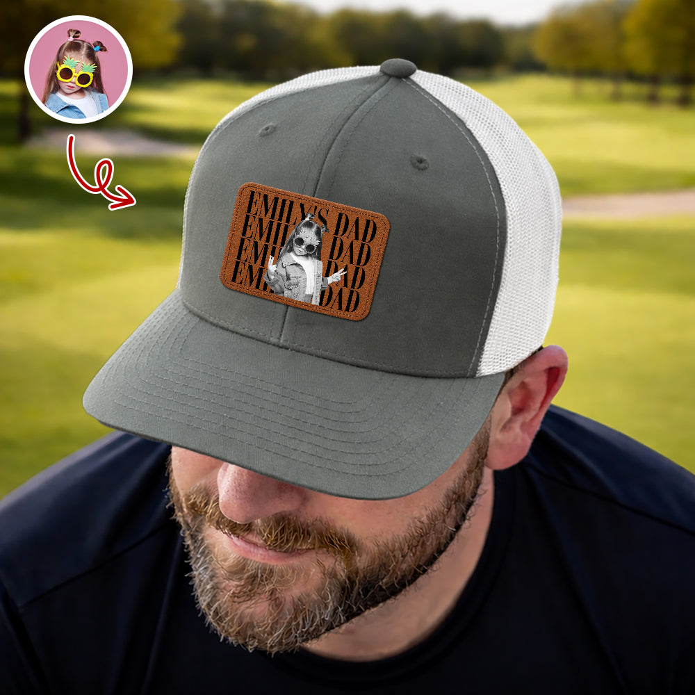 Personalized Vintage Photo Dad, Mom Leather Patch Cap HA75 921506