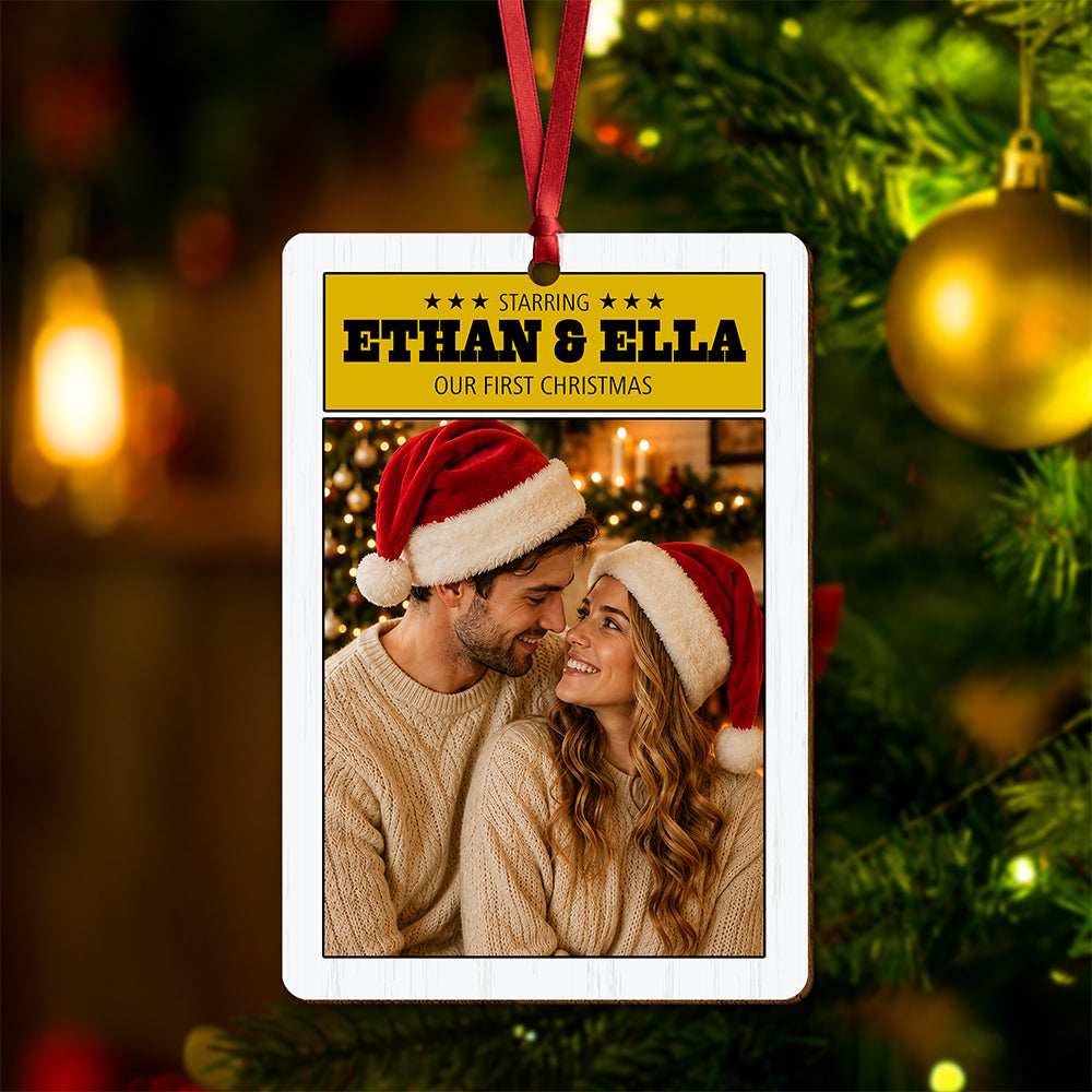 Custom Photo Our First Christmas Couple Wood Ornament HO82 903366