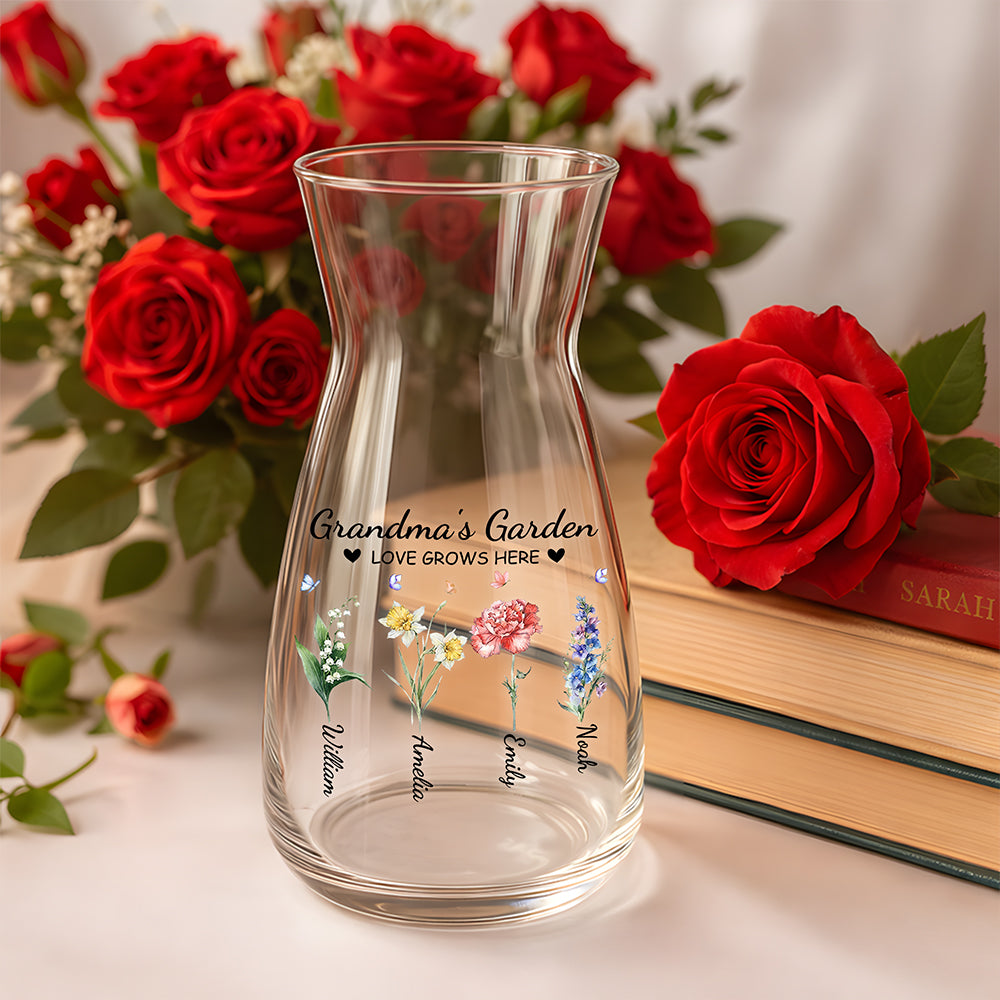 Custom Name Mom's Garden Love Grows Here Glass Vase - Personalized Mother’s Day Gift CH07 911234