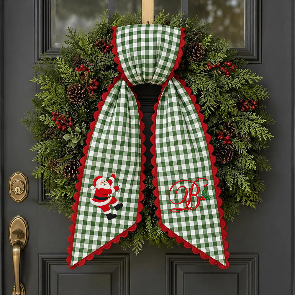 Custom Initial Santa Christmas Ribbon Wreath Sash Christmas Wreath Decoration HA75 919478