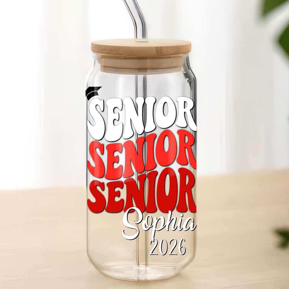 Custom Name Senior Glass Can Graduation Gift TH10 898333