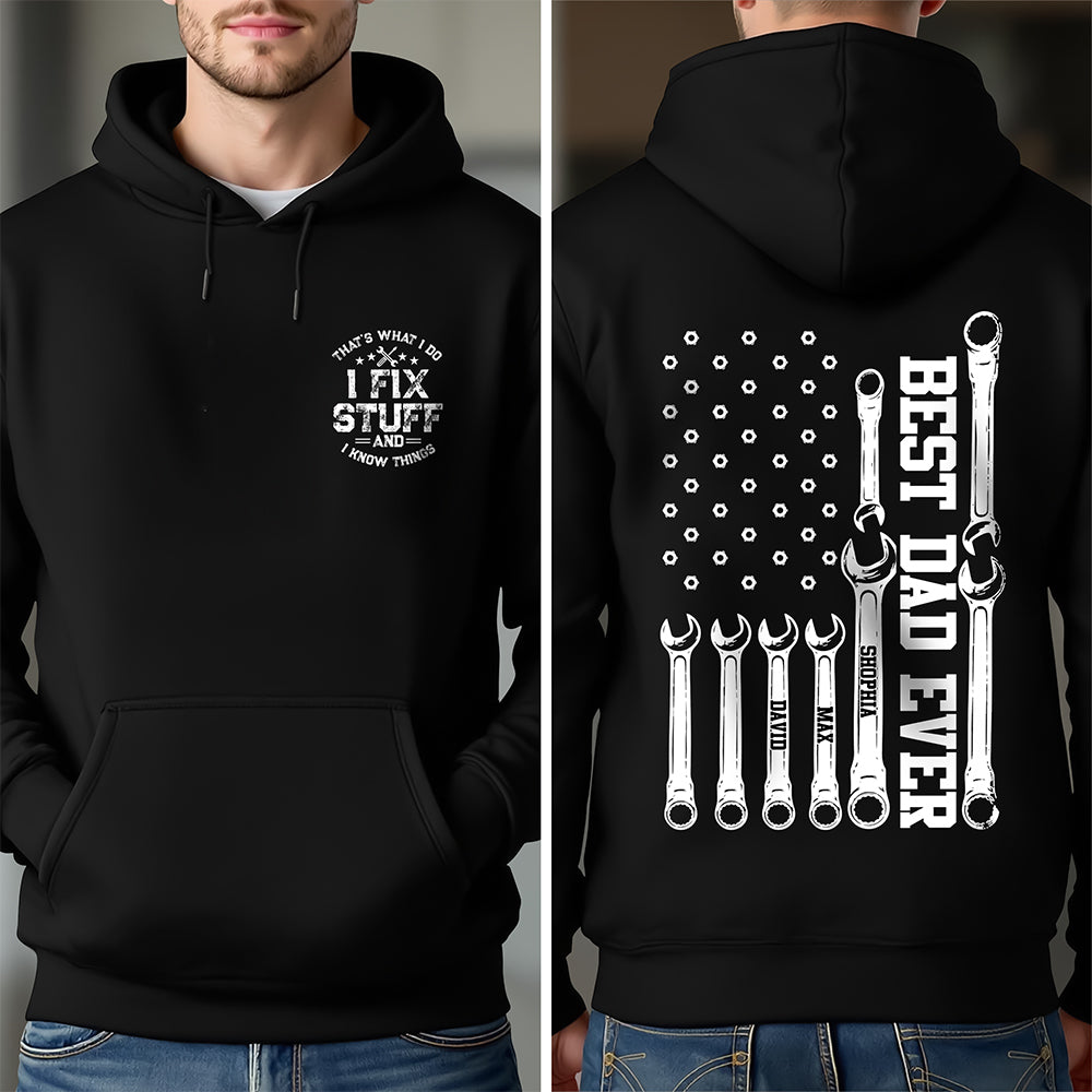 Custom Name That's What I Do Mechanic Dad Front & Back Dark Shirt - Personalized Gift For Dad, Grandpa HA75 921498