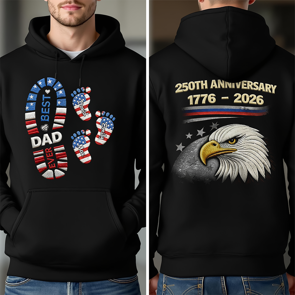 Personalized 250th Anniversary Dad 1776-2026 Back & Front Dark Shirt CH07 911004