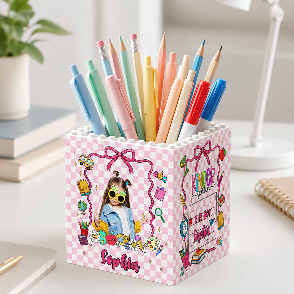 Custom Photo Cute Brick Pencil Pot Personalized Back To School Gift For Kids HA75 921646