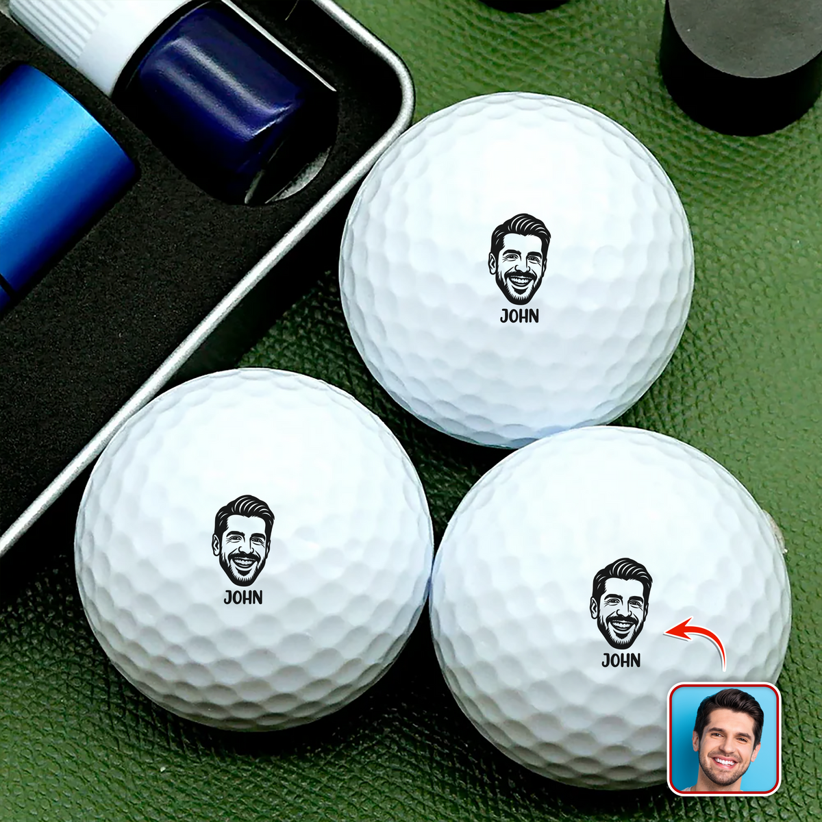 Custom Portrait With Name Golf Ball Stamp For Golfer CH07 899356