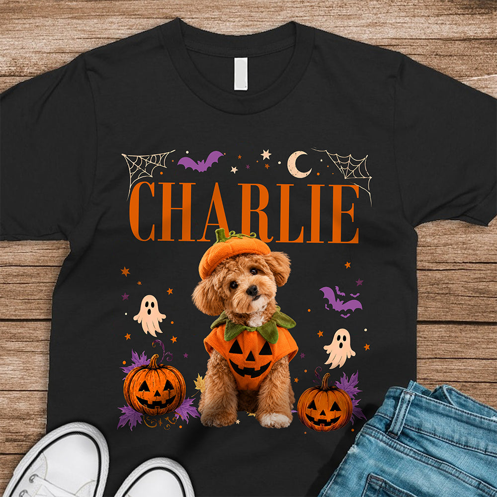 Custom Dog Photo Halloween Dark Shirt, Personalized Gift for Dog Lovers CH07 180160