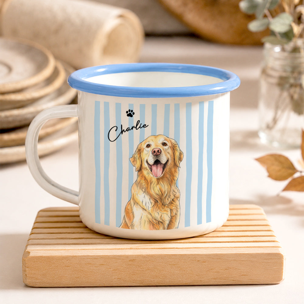 Custom Pet Portrait Watercolor Two-Tone Enamel Mug - Gift For Pet Lovers CH07 180078