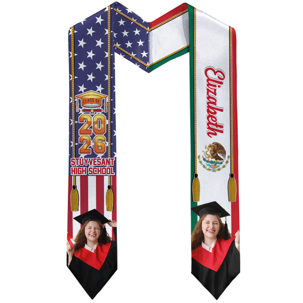 Custom Grad Photo Country Flag Class of 2026 Stoles Sash, Graduation Gift, Senior Gift CH07 910058