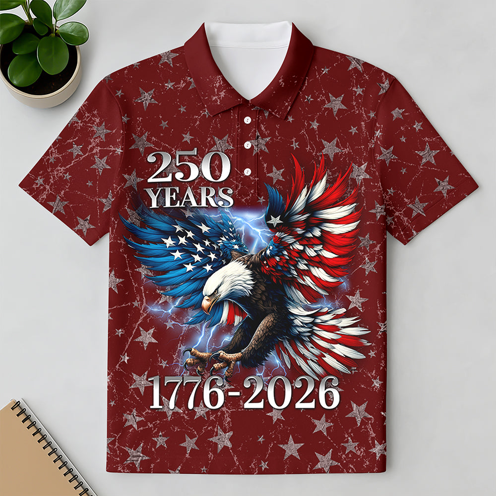 Personalized 250th Anniversary Eagle Patriotic American Polo Shirt TH10 169539