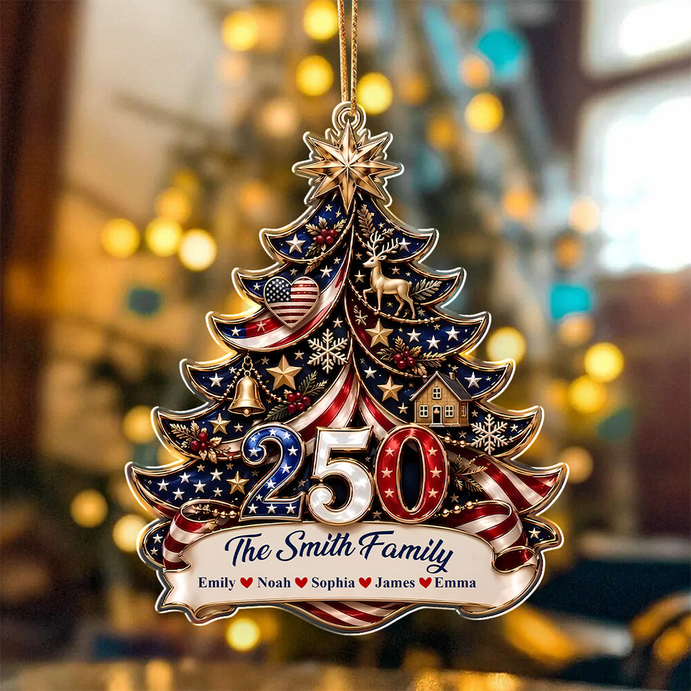 Personalized Family Christmas Tree 250 Acrylic Ornament Patriotic Christmas Gift CH07 180328