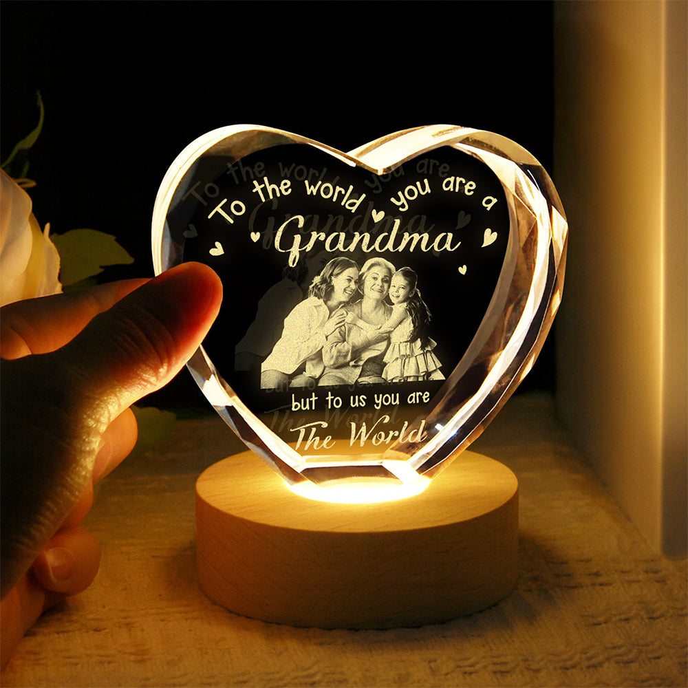 Custom Photo To The World You Are A Grandma Engraved Crystal Photo With Light HA75 920546