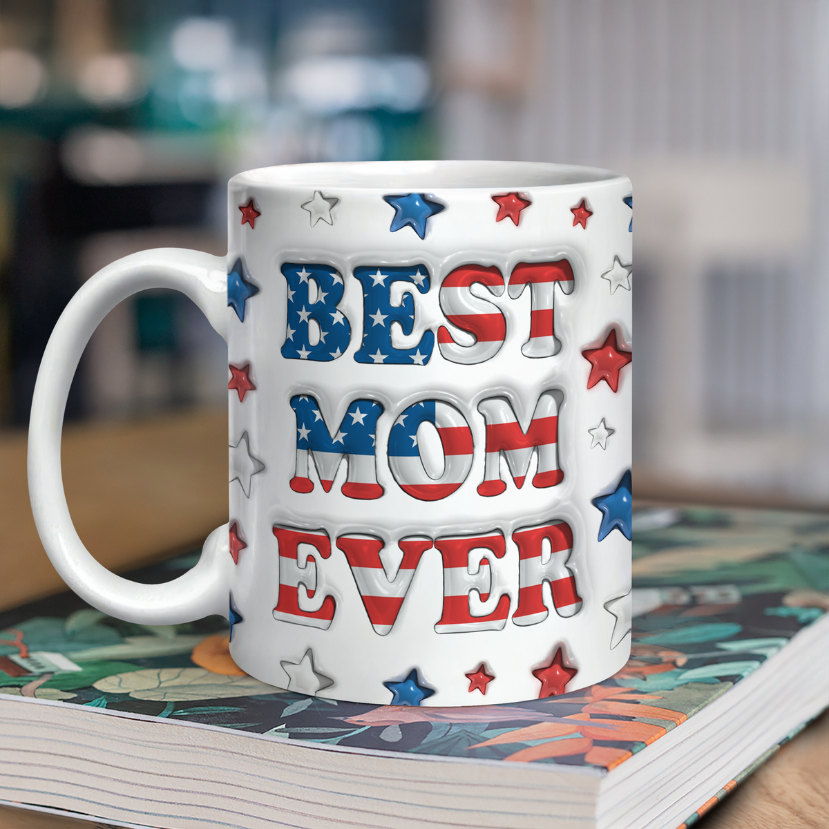 Custom Name Best Mom, Dad Ever America Flag Pattern 3D Inflated Effect Mug TH10 169475