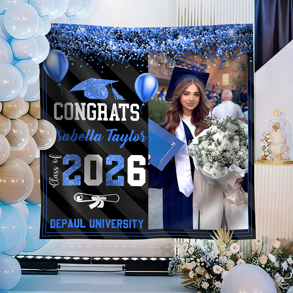 Custom Photo Graduation Backdrop Class of 2026 Party Decor CH07 910628