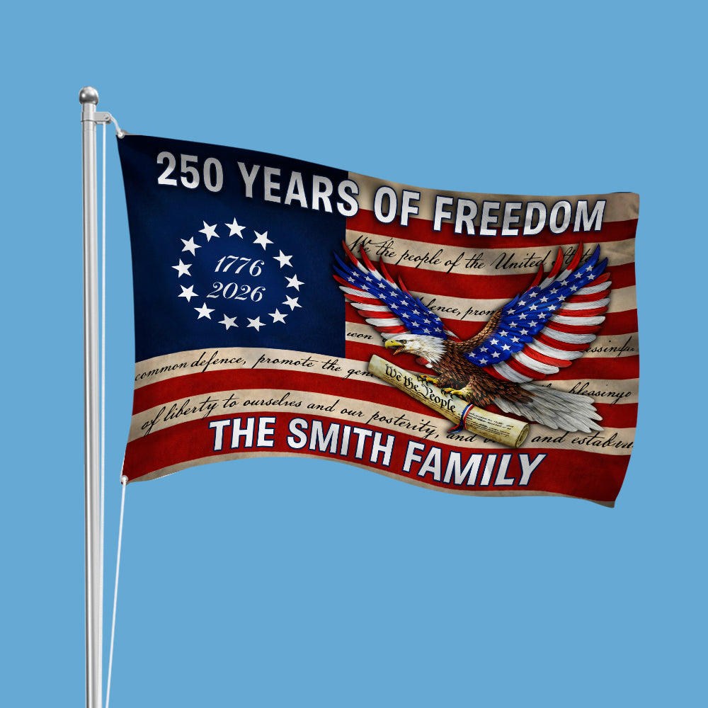 Custom Family Name America 250 Years of Freedom House Flag HO82 901602