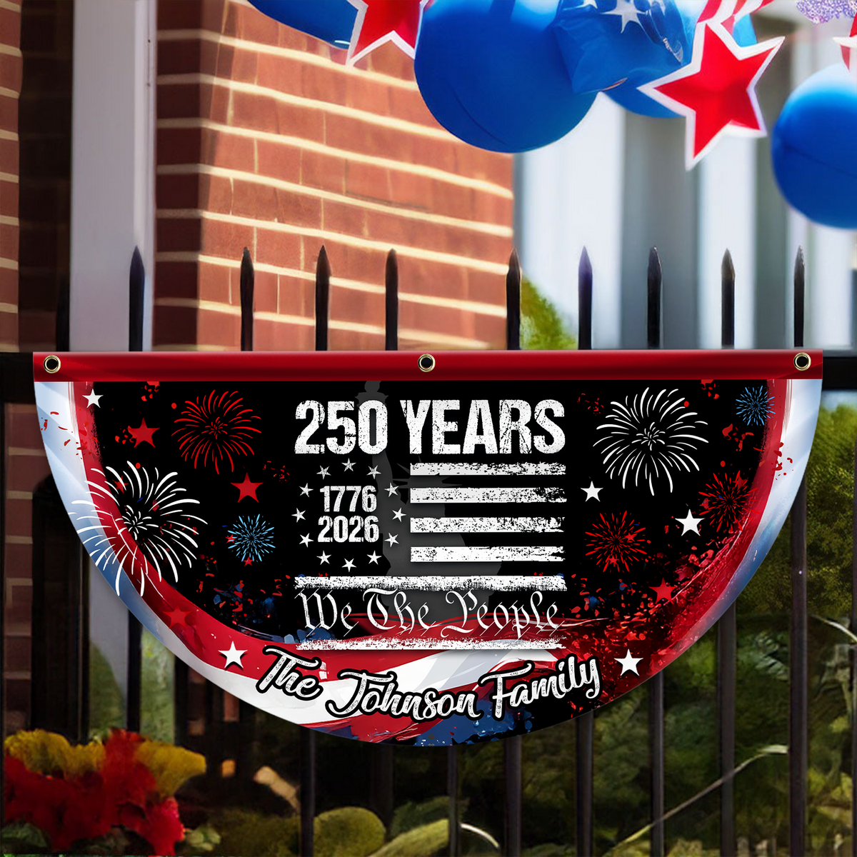 Custom 250 Years USA 250th Birthday 1776-2026 Eagle Non-Pleated Fan Flag HA75 920288