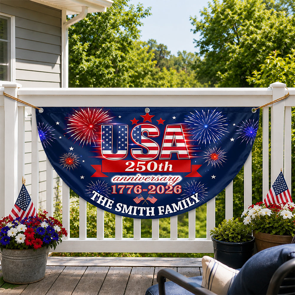 250 Anniversary USA 1776-2026 Personalized Non-Pleated Fan Flag HA75 921682