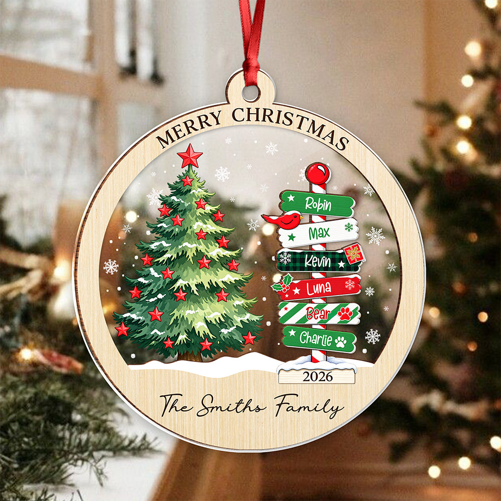 Personalized Christmas Wood And Acrylic Ornament with Names Xmas Tree Decor, Holiday Keepsake TH10 171239