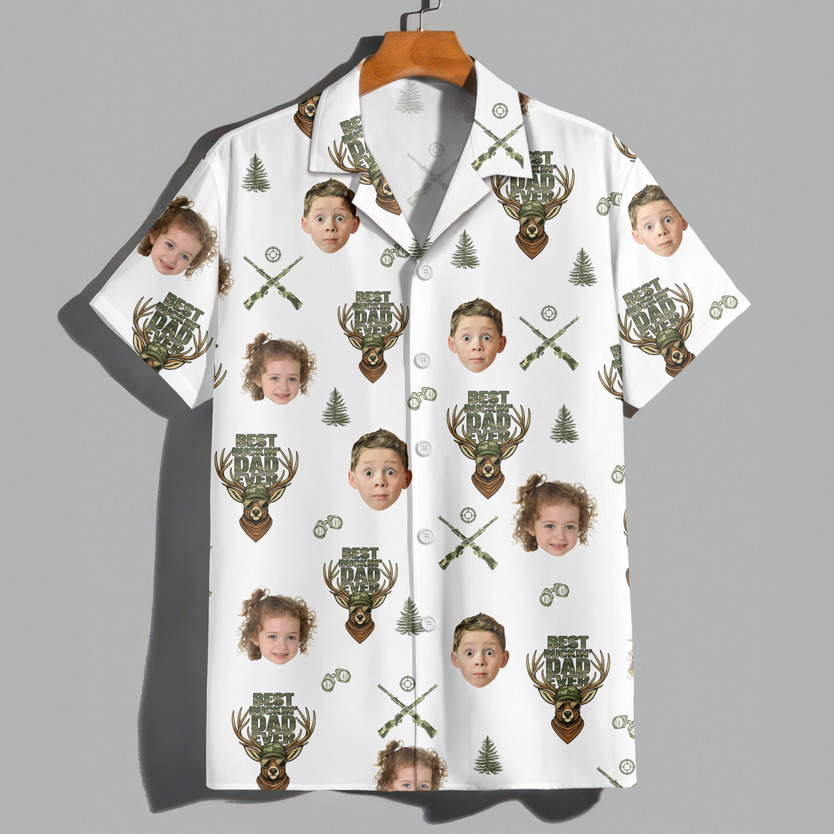 Best Buckin' Dad Ever - Personalized Photo Hawaii Shirt CH07 895746