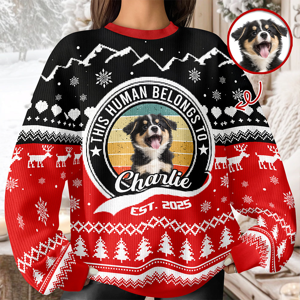 Custom Photo Human Belongs Dog Ugly Sweater For Pet Lovers HO82 900020