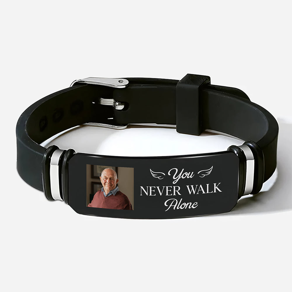 Custom Photo You Never Walk Alone Memorial Wristband Bracelet HA75 922016