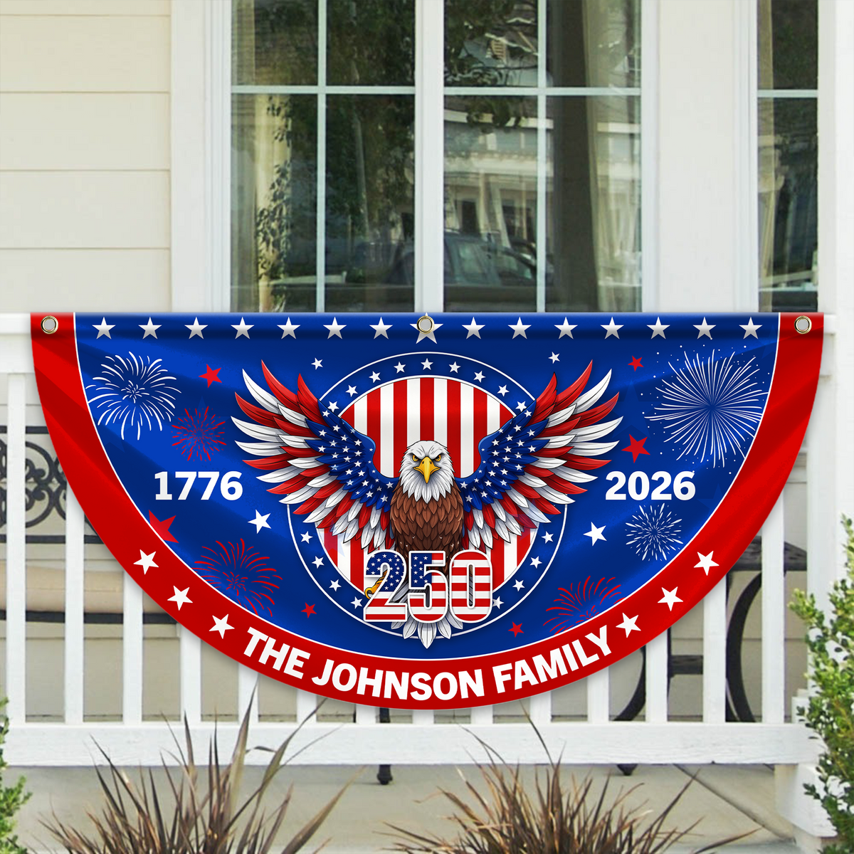 Personalized Family Name 1776-2026 250 Years Birthday America Non-Pleated Fan Flag HA75 920184