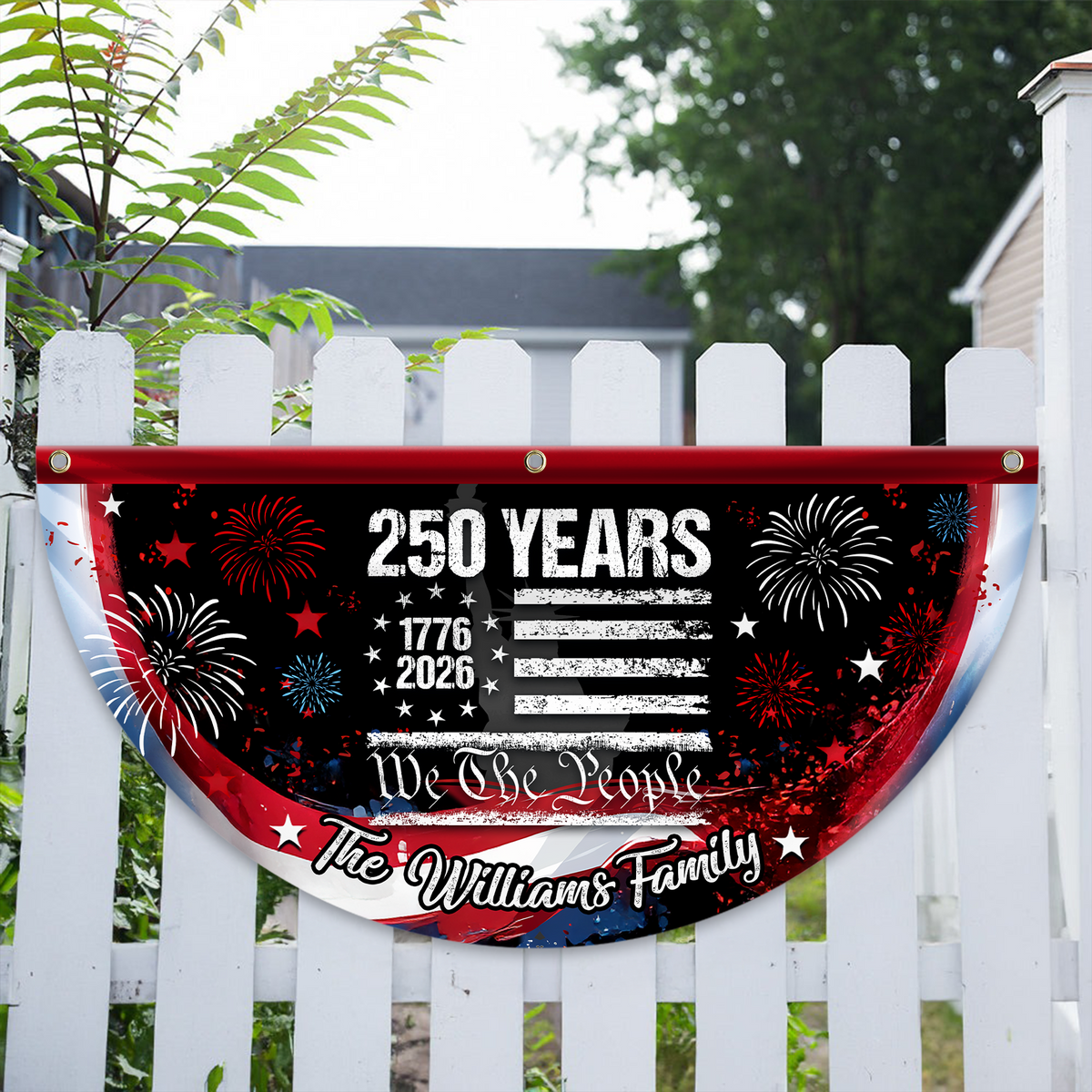 Custom 250 Years USA 250th Birthday 1776-2026 Eagle Non-Pleated Fan Flag HA75 920288