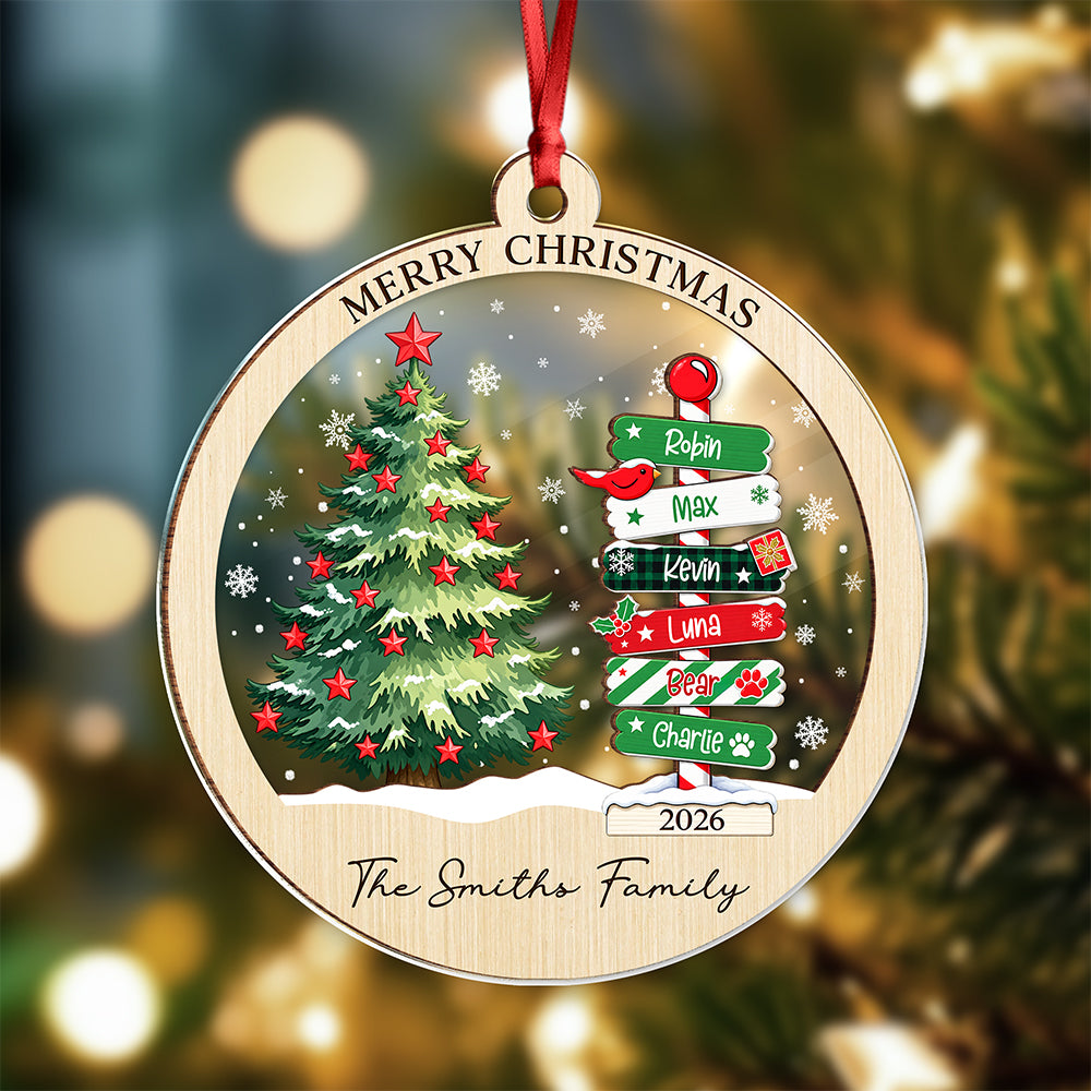 Personalized Christmas Wood And Acrylic Ornament with Names Xmas Tree Decor, Holiday Keepsake TH10 171239