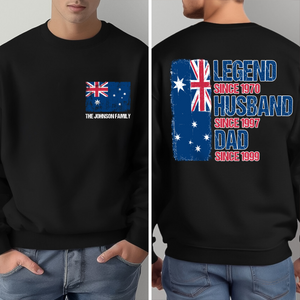 Legend, Husband, Dad And Grandpa - AUS Flag Version - Personalized Back & Front Dark Shirt TH10 894171