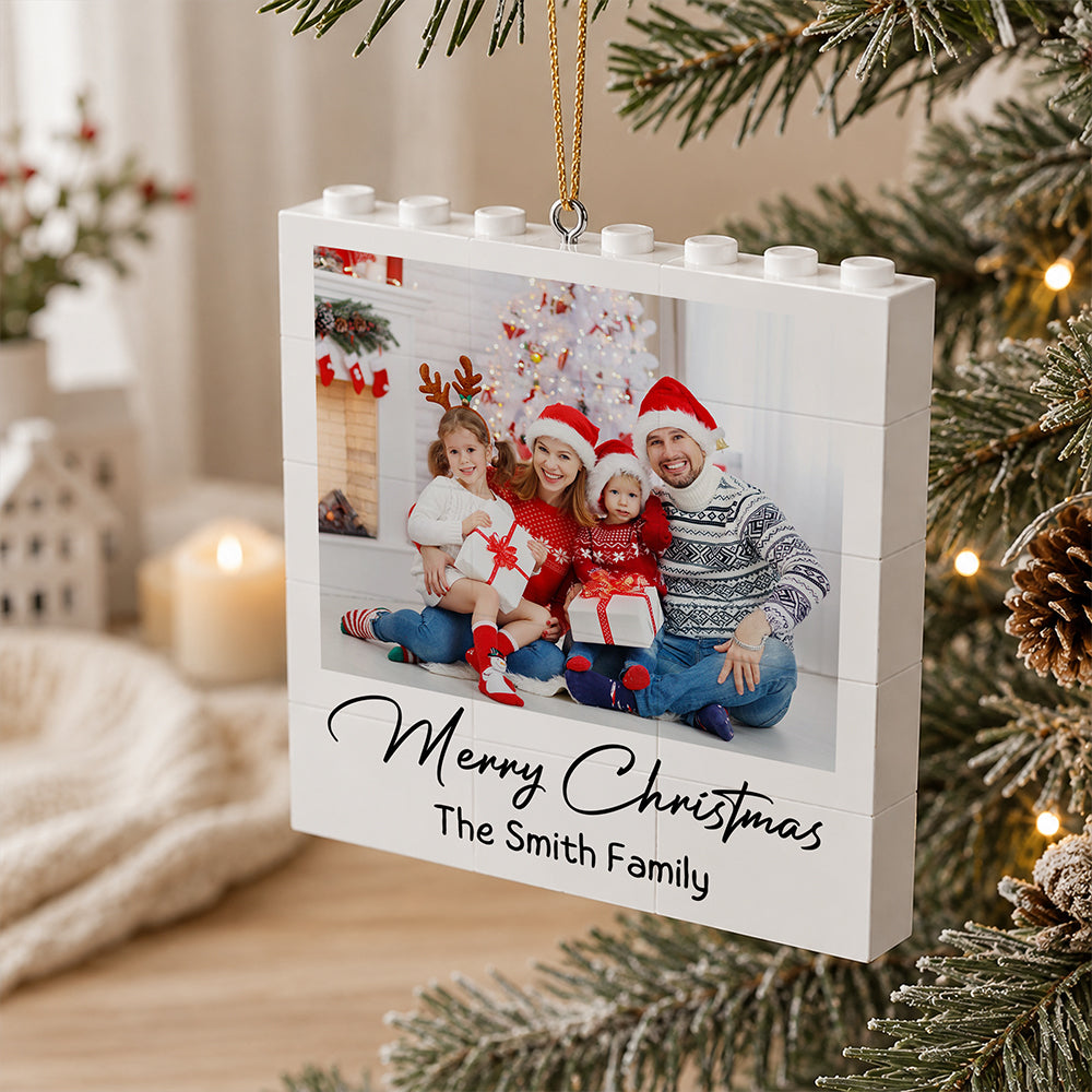 Custom Photo Merry Christmas Building Blocks Ornament TH10 170647