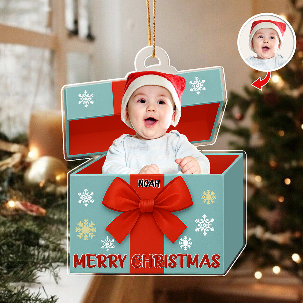 Custom Kid Photo Merry Christmas Acrylic Ornament HO82 900012