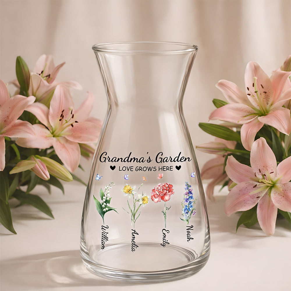Custom Name Mom's Garden Love Grows Here Glass Vase - Personalized Mother’s Day Gift CH07 911234