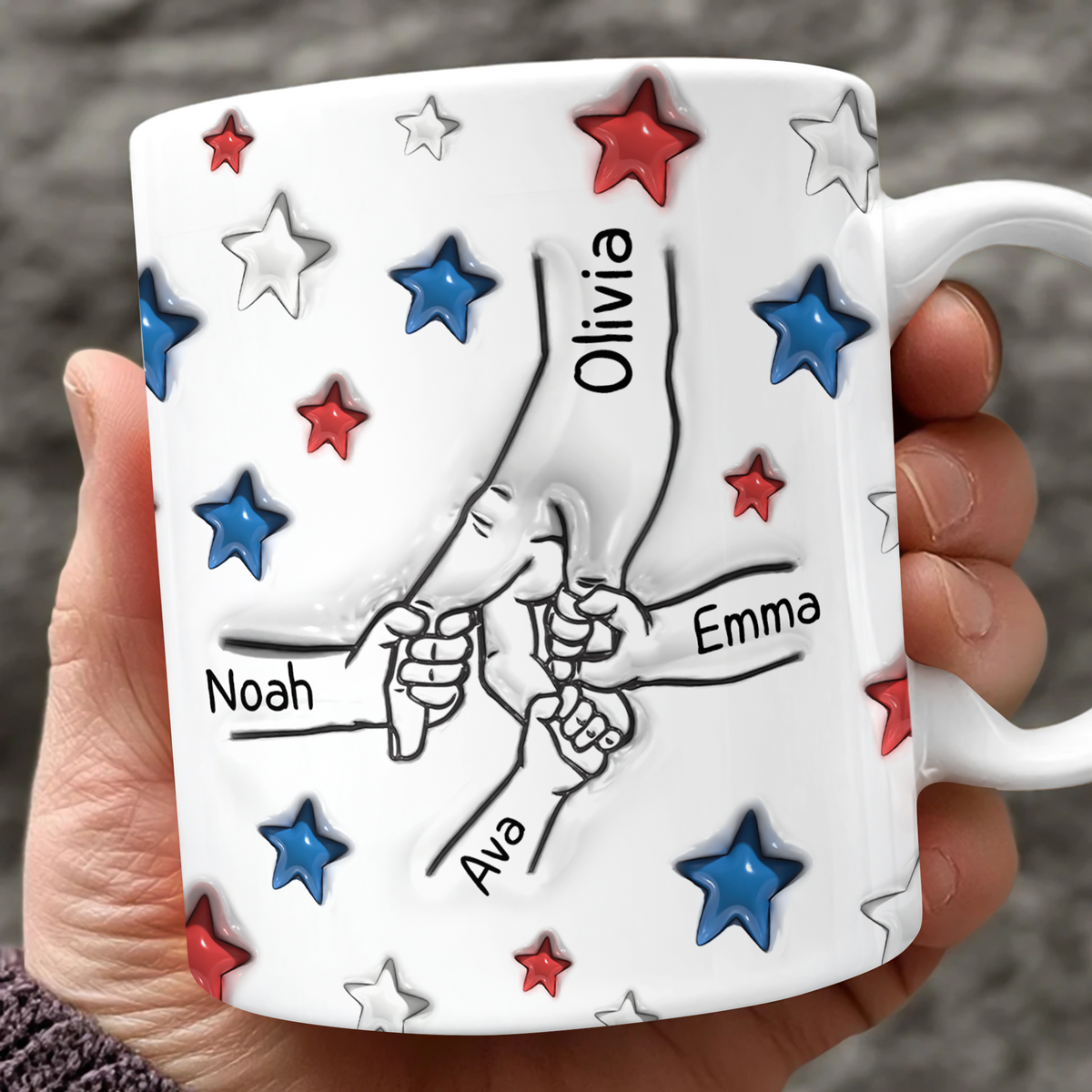 Custom Name Best Mom, Dad Ever America Flag Pattern 3D Inflated Effect Mug TH10 169475