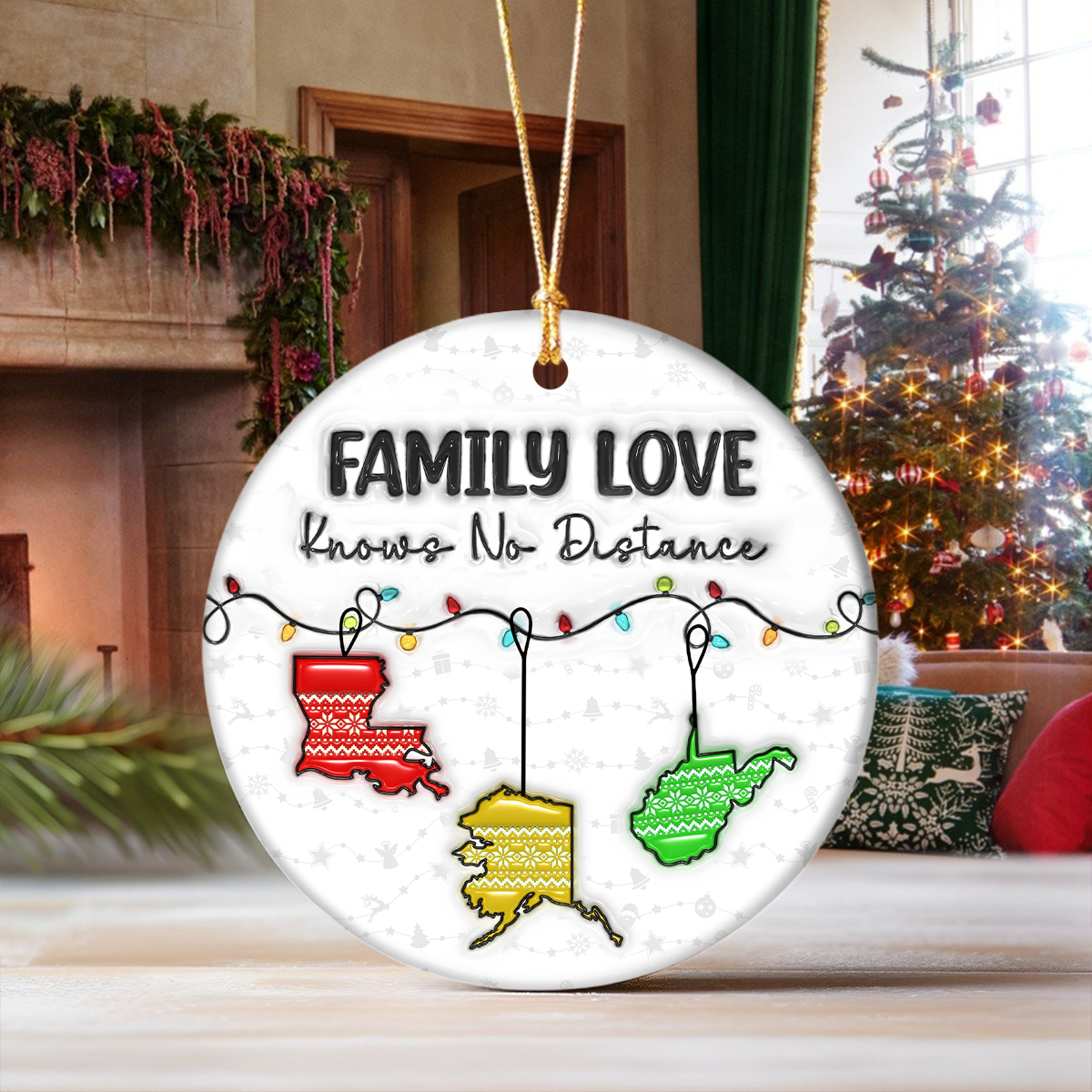Family Love Knows No Distance 3D Inflated Effect Ceramic Ornament Personalized Gift HO82 894552