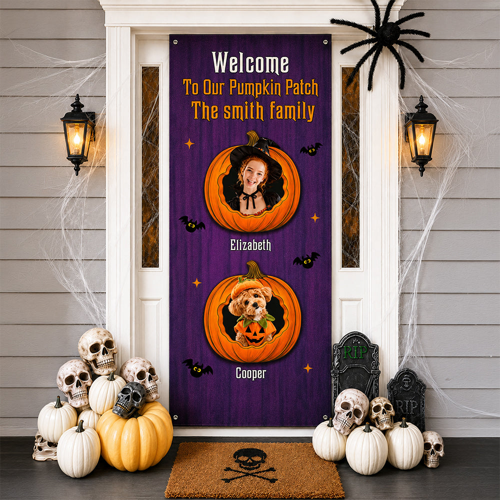 Personalized Welcome To Our Pumpkin Patch Door Cover HO82 903160
