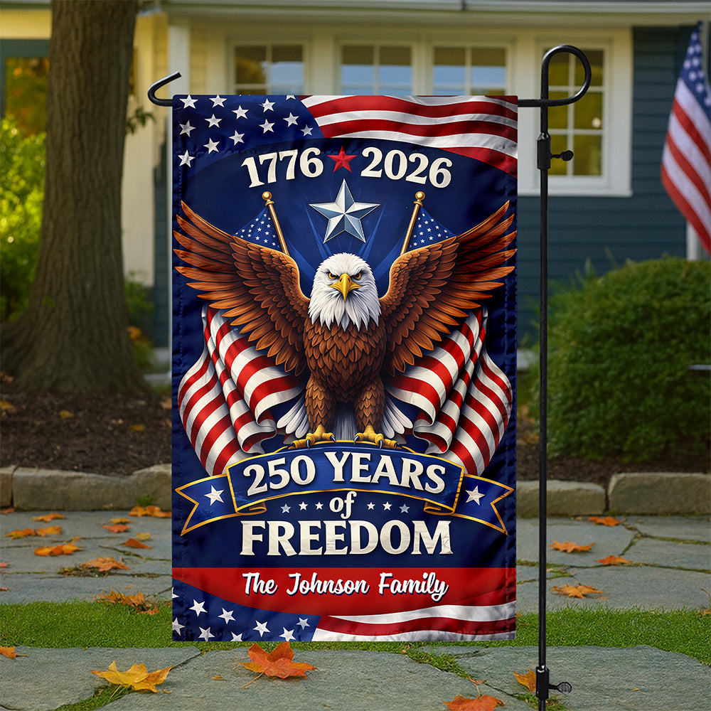 Custom Family Name America 250 Years Of Freedom 1776-2026 Eagle Garden Flag CH07 910648