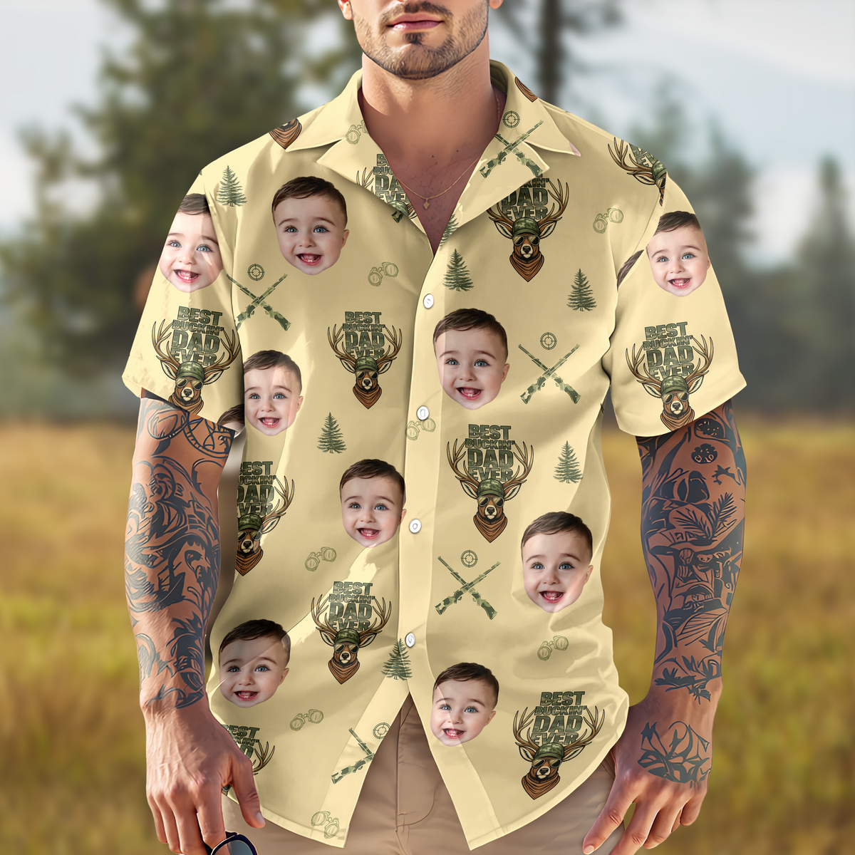 Best Buckin' Dad Ever - Personalized Photo Hawaii Shirt CH07 895746