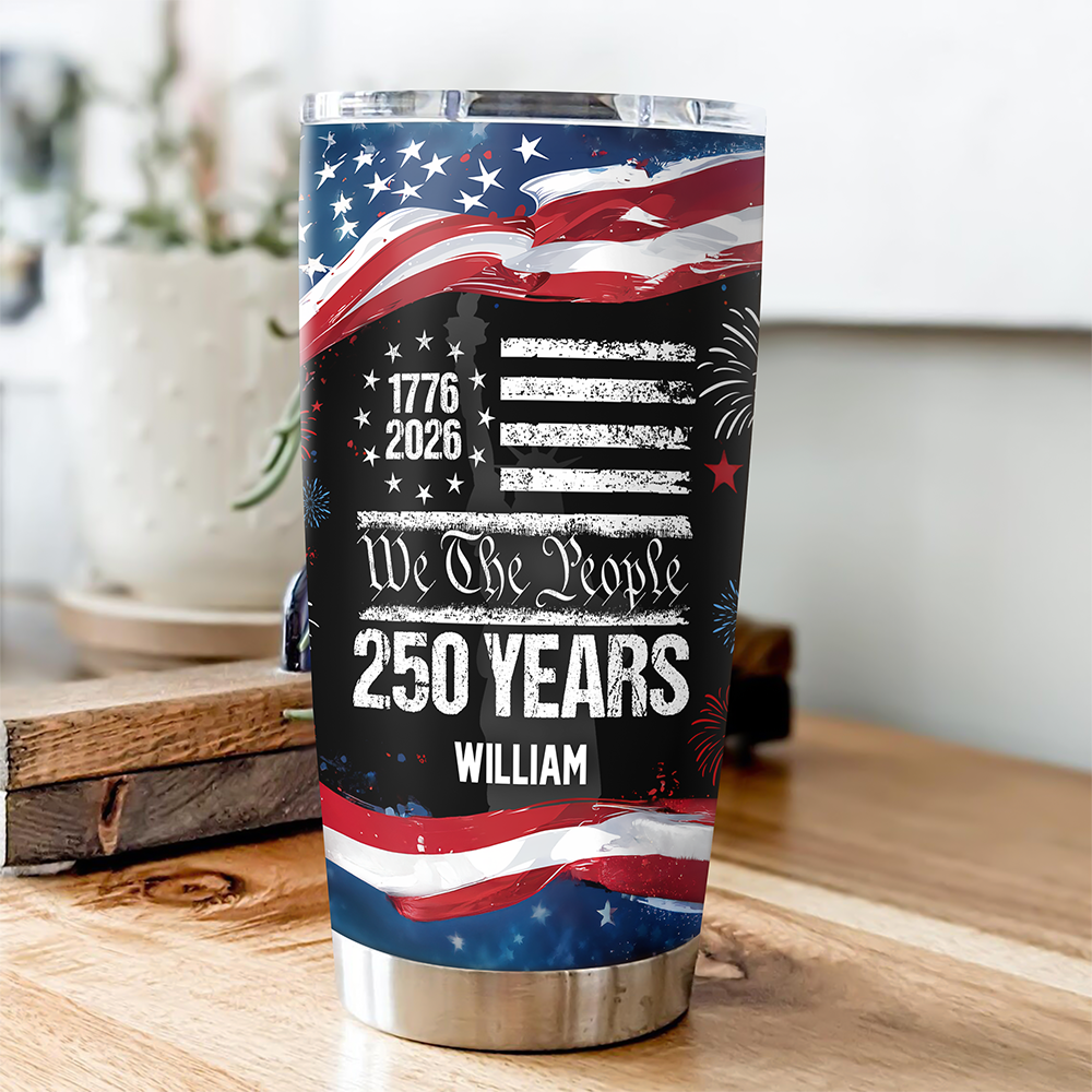 Custom Name 250 Years USA 250th Birthday 1776-2026 Eagle Fat Tumbler HA75 920990