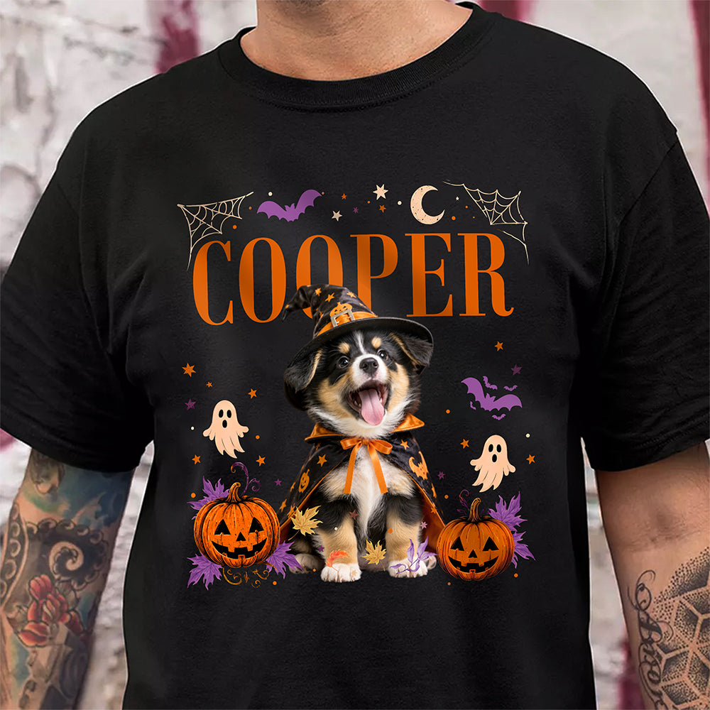 Custom Dog Photo Halloween Dark Shirt, Personalized Gift for Dog Lovers CH07 180160
