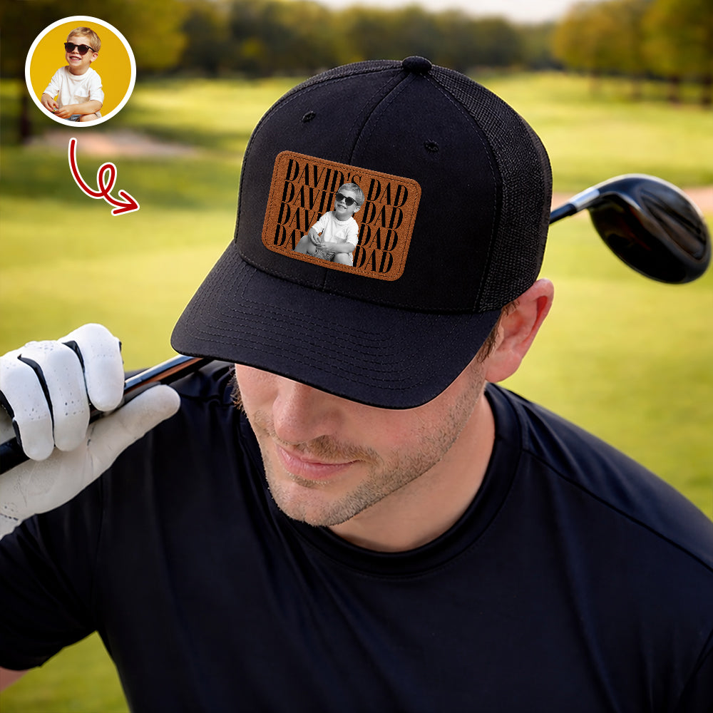 Personalized Vintage Photo Dad, Mom Leather Patch Cap HA75 921506